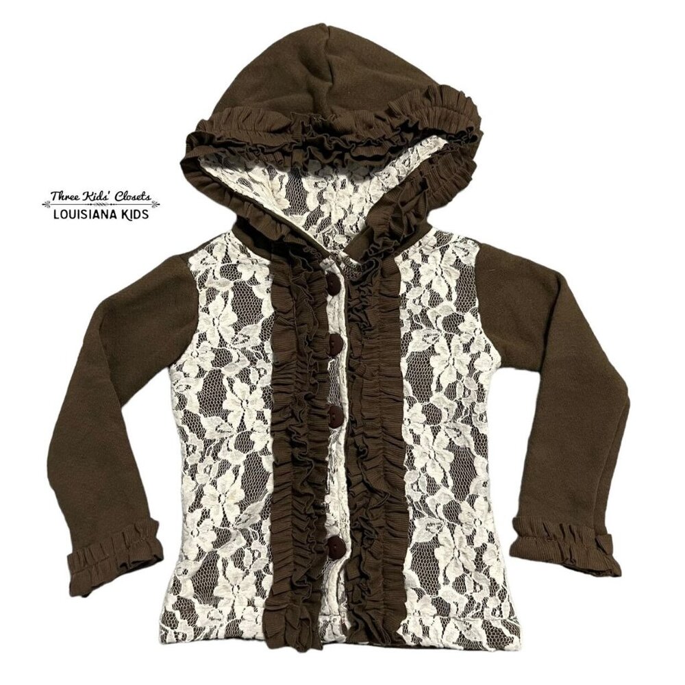 Persnickety 2Y Brown Lace Detail Hoodie Jacket